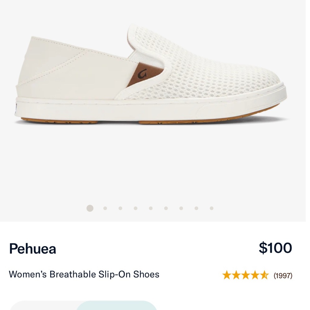 OluKai Women's White Slip-On Pehuea breathable slip on shoes - Picture 3 of 8